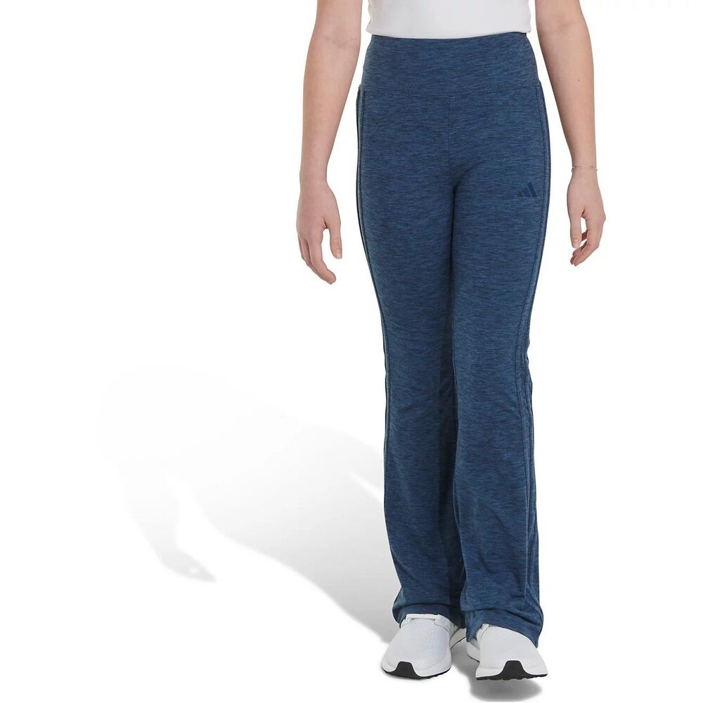 Adidas Girls' Heather Blue Melange Slim Fit Flare Leg Athletic Track Pants 10/12